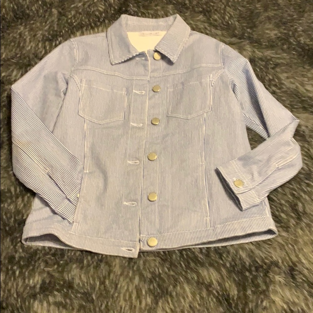 NWOT Karen Hart Pinstripe Denim Jacket S